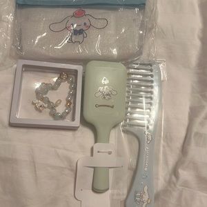 Makeup bag with comb & brush and bracelet